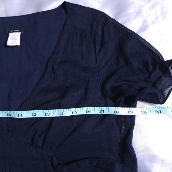 J. Crew Navy Blue V-neck Y2k Baby Doll Blouse Size 8 - Picture 4 of 10